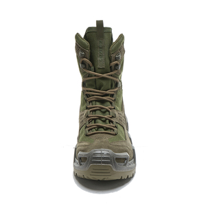 Bottes de randonnée montantes vert olive haut de gamme pour hommes, respirantes, en maille et daim, avec structure de protection et semelle antidérapante à rainures profondes - Product Image 3