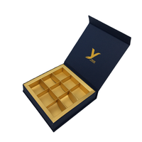 Boîtes cadeaux en papier pour chocolats truffés avec logo personnalisé de qualité alimentaire avec séparateurs Boîte à chocolats noire de luxe pour bonbons