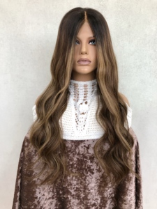 Perruque Lace Top pour Femme, Double Drawn, avec Mèches, 100% Cheveux Slaves Bruts Vierges à Cuticules Alignées, Nœuds Simples, HD, Cheveux Juifs Casher - Product Image 1