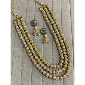 Women's Golden Ball <b>Bead</b> Necklace and Earring <b>Set</b> Classic Wedding Party Fashion Jewelry Brass Gold Plated Trendy - Product Image 3