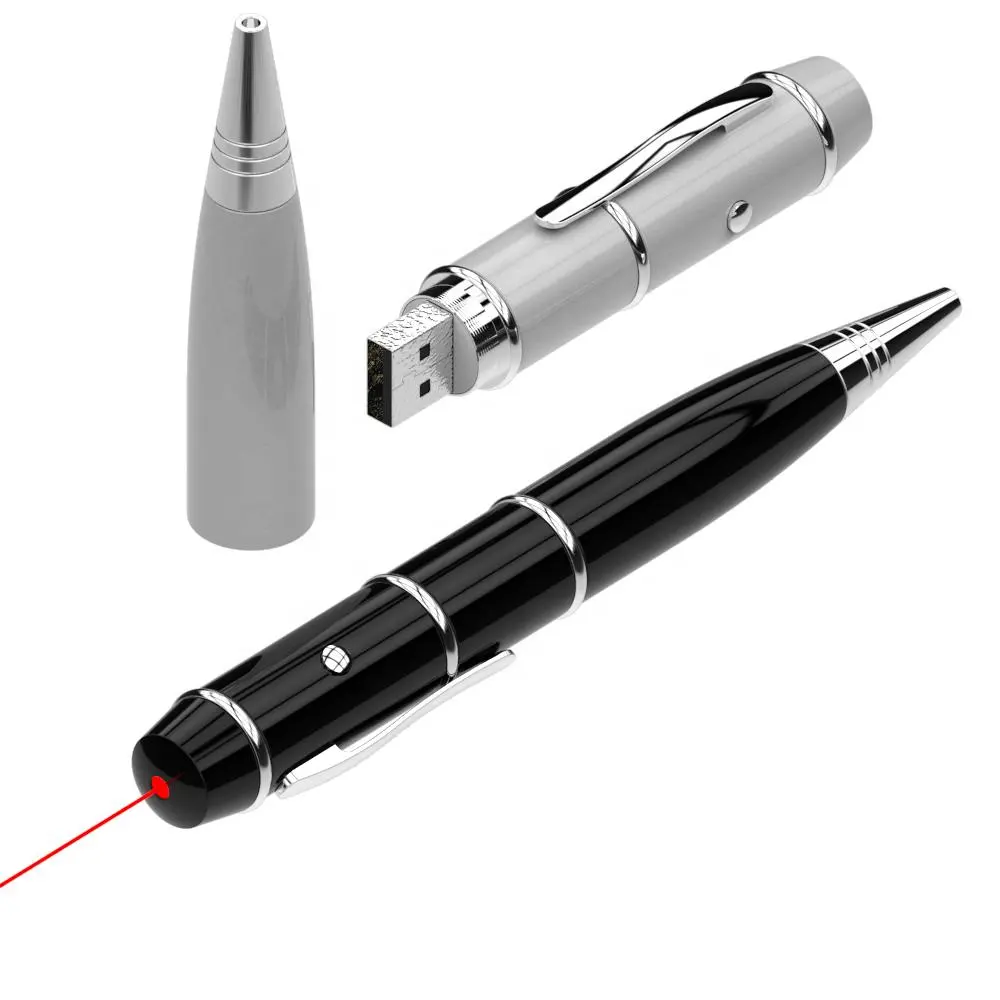 Hot Sale metal Pen Shape Usb flash drive 2.0 3.0 with laser pointer wholesale