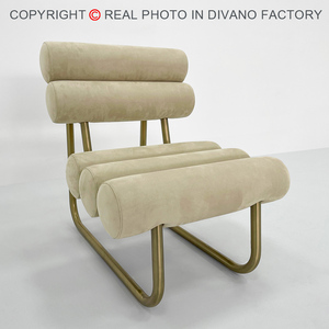 Silla de Diseño Único con Patas de Acero Inoxidable de Fábrica de Muebles de Alta Gama, Sillas de Salón de Cuero Cilíndricas para Sala de Estar DC-02-CUSTOM - Product Image 5