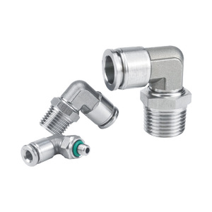 Adaptador Neumático de Conexión Rápida de Acero Inoxidable 304 PL8-02 en Ángulo Recto para Sistemas de Aire - Product Image 1