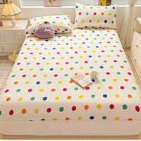 Drap-housse 100 % coton biologique, motif pois rétro coloré, ultra doux, léger et durable, taille Queen, extensible