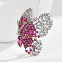 Broches papillon personnalisées en laiton plaqué argent avec pierres en zircon pour femmes - Cadeau de mariage ou de fiançailles