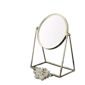 Miroir de maquillage en verre pour décoration intérieure moderne Support en métal vieilli avec logo personnalisé pour le style INS - Product Image 1