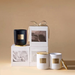 Luxury Elegant <strong>Glass</strong> 8oz 10oz <strong>Candle</strong> <strong>Jar</strong> Empty Black White <strong>Jars</strong> With Lid for CandlesHome Decor Premium Aromatherapy <strong>Candles</strong> - Product Image 3