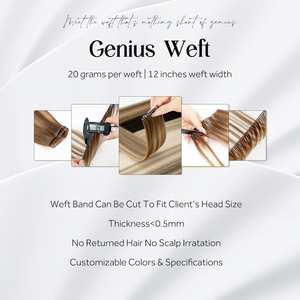 Para Genius Weft 20g Extensiones de cabello Remy ruso de doble estiramiento Raw Virgin Thin Invisible No Return Hair Dyed-No Chemical - Product Image 4