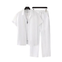 Chemises rayées à manches courtes pour hommes, col rabattu, boutons, 100 % fibre de bambou, tendance et élégantes, lot en gros