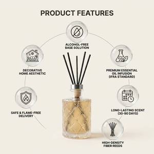 Luxury Vintage Embossed Glass <b>Reed</b> <b>Diffuser</b> Set For Modern Home Decor Wholesale Private Label Premium Royal Crest Relief - Product Image 3