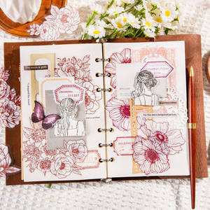 40 paquetes de pegatinas por paquete Flower Blossom Deadline Series Plant Line Drawing Handbook Materials 6 - Product Image 4