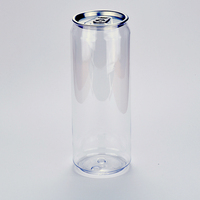 Vente en gros de canettes en plastique PET de 250 ml, 350 ml, 500 ml pour boissons, sodas, jus, bouteille en plastique transparente avec couvercle facile à ouvrir en aluminium