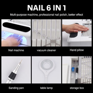 Lámpara UV LED 6 en 1 para uñas, aspiradora de pulido de 48W, caja de almacenamiento de taladro, máquina de almohada de <span class=keywords><strong>mano</strong></span>, lámpara de uñas - Product Image 3