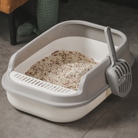 Gros grand bac à litière pour chat semi-fermé épaissi anti-éclaboussures conception 20L fait durable en plastique fournitures pour animaux de compagnie bac à litière pour chat