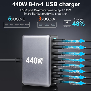 <span class=keywords><strong>Chargeur</strong></span> rapide USB Type C GaN 440W, plusieurs ports, PD QC3.0, <span class=keywords><strong>chargeur</strong></span> rapide de bureau pour <span class=keywords><strong>iPhone</strong></span>, <span class=keywords><strong>chargeur</strong></span> d'ordinateur portable - Product Image 3
