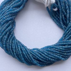 Perles de pierre d'apatite bleue néon naturelle facettées rondelles de 3 mm et 4 mm, certifiées IGI, en vrac pour la fabrication de bijoux - Product Image 3