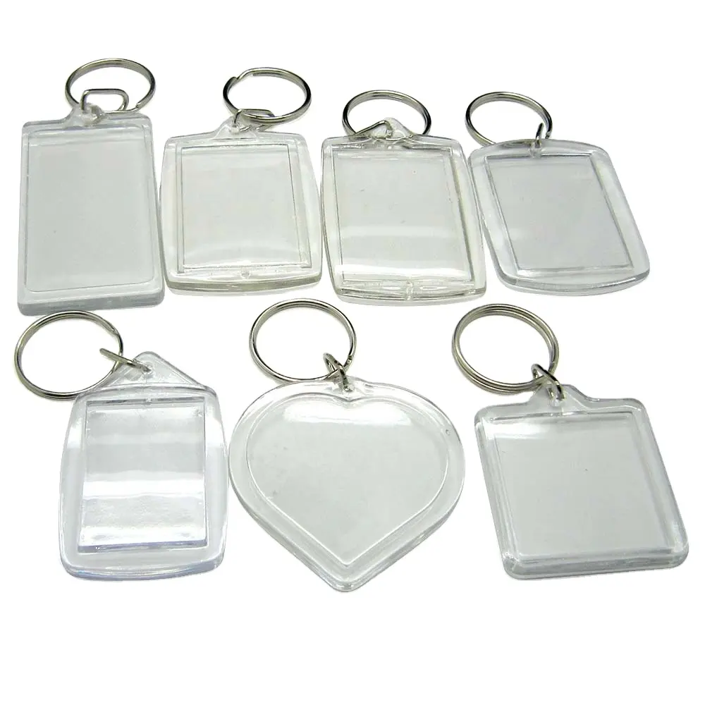 DIY Picture Insert Plastic Photo Frame Ice Cube Custom Rectangle Clear Acrylic Blank Keychain Key Tag