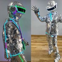 Spectacle lumineux Costume Miroir Costume Cosplay Technologie Réfléchissante Alien Performance Robe Bar Spectacle Rapide Tour Danse pour Adulte