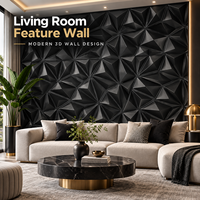 Panneau mural en PVC géométrique 3D noir, revêtement mural décoratif insonorisant pour salon, chambre, hôtel, bureau, intérieur