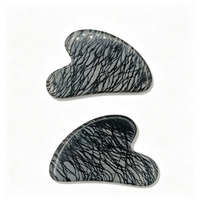 Planche de Gua Sha en Jaspe Picasso 100% Naturel, Outil de Massage Facial et Corporel, Drainage Lymphatique, Anti-Âge, Pierre de Soin Guasha