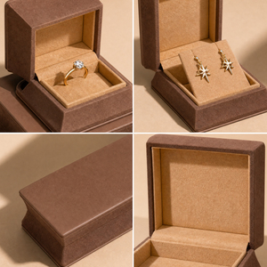 Zebopak Brown Suede <b>Christmas</b> Jewellery <b>Box</b> Set with Ring Earring Necklace Pendant Holiday Gift Packaging Factory - Product Image 4