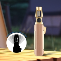 Briquet rechargeable au butane coupe-vent à flamme à jet unique avec verrouillage de sécurité, tête de torche pliable