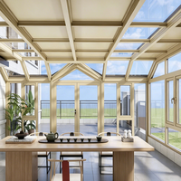 Véranda inclinée en aluminium moderne avec double vitrage trempé, couleur personnalisée, jardin d'hiver pour villa et patio