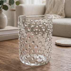 Porte-bougie en verre transparent de 4,8 pouces de haut, texture bulle, fait main, décoration de mariage, pot à bougie pour la décoration de la maison - Product Image 1