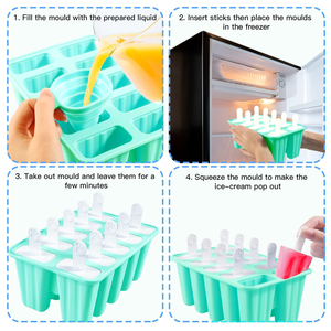 Molde de silicona para paletas de helado con logotipo personalizado, sin BPA, de grado alimenticio, 6 cavidades, OEM ODM, con empaque de marca privada - Product Image 3