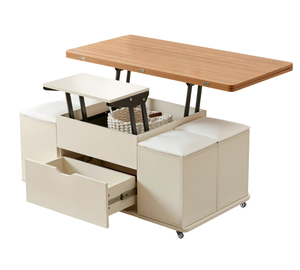 <span class=keywords><strong>Table</strong></span> <span class=keywords><strong>basse</strong></span> élévatrice multifonctionnelle avec 4 tabourets - Product Image 4
