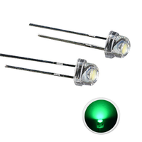Vente en gros usine Diode LED 5mm type 'Straw Hat' 5V, flange transparente, rouge, bleu, blanc, angle de vision 90/120 degrés, 1500-4000mcd