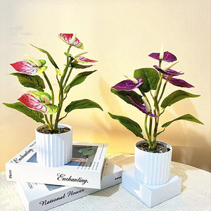 Anturios Artificiales en Macetas Pequeñas de 32 cm, Flor Decorativa Ligera para Cumpleaños y Decoración de Inauguración de Casa - Product Image 2