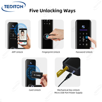 Tediton האחרון וידאו שיחת Tuya App עינית דלת מנעול טביעת אצבע חכם מצלמה דלת מנעול עם פעמון