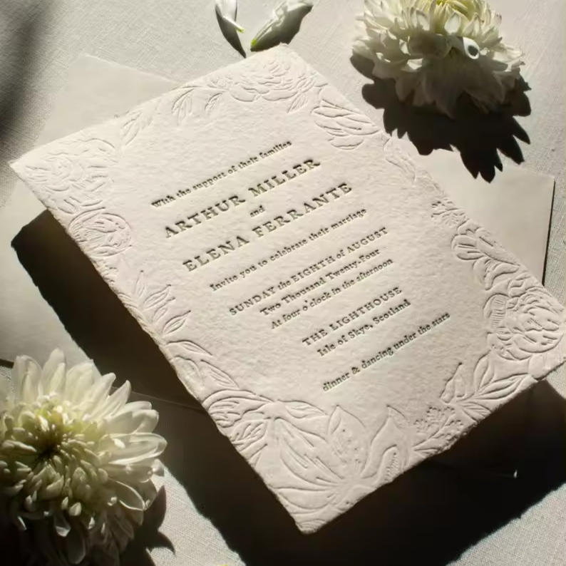 Luxury Elegant Handmade Cotton Paper Embossed