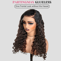 T1B/4 # Wig tanpa lem keriting birai besar rambut manusia, Wig rambut Virgin Brasil, realistis prabayar & belahan Multi