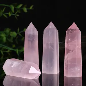 Varinha de cristal natural reiki, atacado de alta qualidade de cristal natural de quartzo rosa para cura