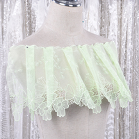 Accessoire de robe de mariée personnalisé : Capelet de mariée en tulle à volants avec bordure en dentelle et broderie florale pour femme