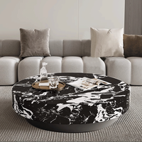 Table basse ronde de luxe en marbre blanc avec plateau en marbre pour hôtel et salon