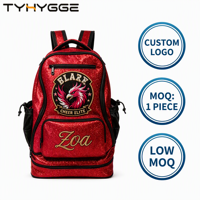 Damen Sport College Lila-Rot Glitzer-Rucksack mit Individuellem Logo, 1 Stück MOQ, Funkelnde Cheerleading-Team-Tasche, Ästhetischer Schulrucksack