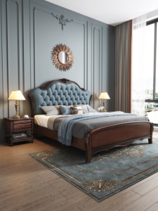 Luxury Upholstered King <b>Size</b> <b>Bed</b> Frame, Classic Wooden <b>Queen</b> <b>Bed</b> with Tufted Headboard, Elegant Bedroom Furniture for Home - Product Image 2