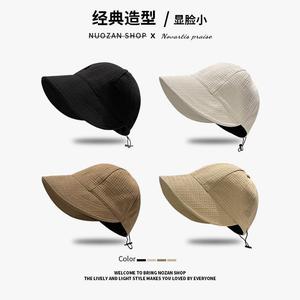 Sombrero de pescador para mujer, sombrero tipo cubo, protección solar negra, algodón transpirable, estilo coreano para primavera y verano - Product Image 3
