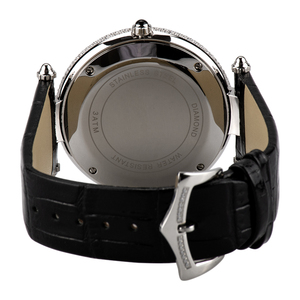 Relojes de Pulsera de Cuarzo para Pareja con Esfera Giratoria de Acero Inoxidable de Primera Calidad con Incrustaciones de Diamantes, Cristal de Zafiro y Correa de Cuero, Modelo "Buena Fortuna" - Product Image 4