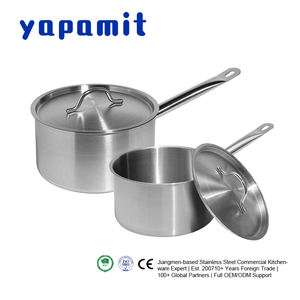 Poêle de cuisson OEM ODM certifiée ISO 9001 pour hôtels et restaurants, grande capacité, plusieurs tailles, poignée soudée, casserole à sauce - Product Image 1