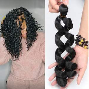 Extension de <span class=keywords><strong>cheveux</strong></span> synthétiques au crochet de 10 pouces <span class=keywords><strong>pour</strong></span> femmes noires, coupe courte bob, style bohème avec boucles lâches françaises, tressage en boîte, 150g - Product Image 4