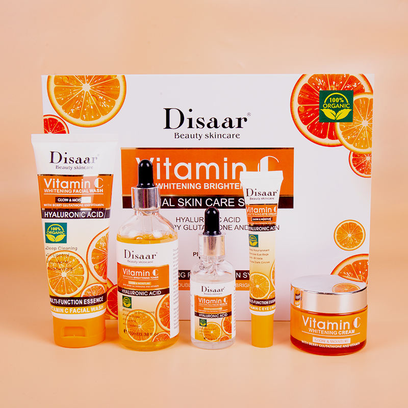Disaar new arrival vitamin C toner cream serum cleanser milk 5 piece organic skin care set for face