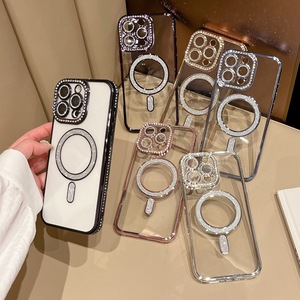 Luxury Bling Rhinestone Magnetic Clear <b>Phone</b> Case For iPhone 17 16 Pro Diamond Camera Lens <b>Protector</b> Electroplated Mobile Cover - Product Image 4