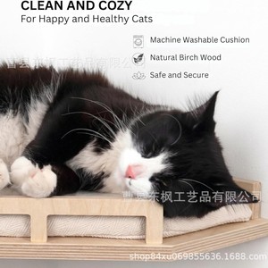 <b>Wooden</b> <b>Cat</b> Wall Shelf Set Corner Perch Anti Slip Pad For Small Medium <b>Cats</b> Pet Furniture - Product Image 4