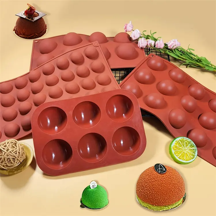 Антипригарная полусферическая форма для выпечки тортов, круглая силиконовая форма, форма для шоколада и мыла, силиконовая форма для торта с 6 отверстиями