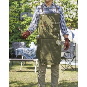 Tablier à bavette en toile verte <span class=keywords><strong>militaire</strong></span> avec bretelles en cuir pour restaurant café lait thé boutique fleur Art barbier joint - Product Image 5