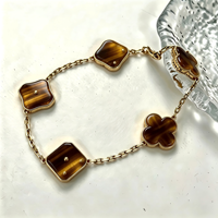 Bracelet Fleur Trèfle à Quatre Feuilles Porte-Bonheur en Argent Sterling 925 Plaqué Or, Bijou Cadeau, Catalogue Van Cleef, Plata 925 Pulsera